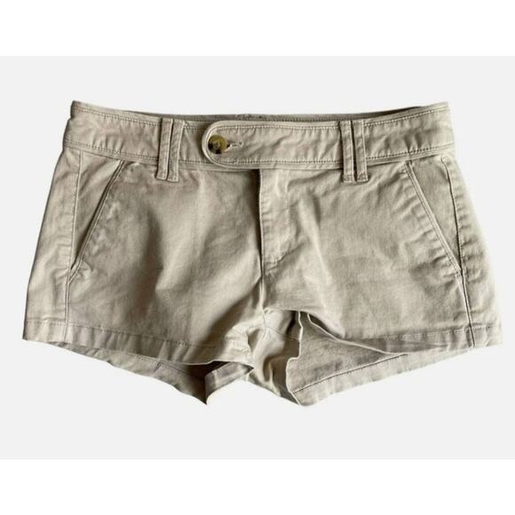 Arizona Jean Company Juniors Size 5 Beige Tan Shorts Cotton Spandex Zipper - Picture 1 of 7